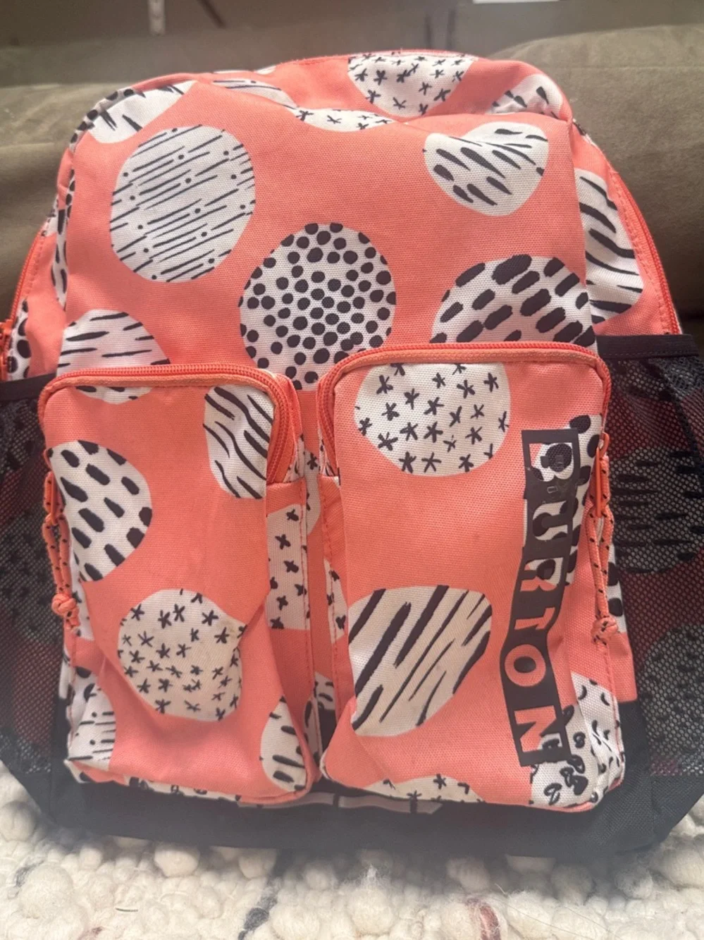 Burton Coral and White Patterned Daypack